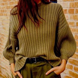 Urban Outfitters Green Lou Mock-Neck Sweater